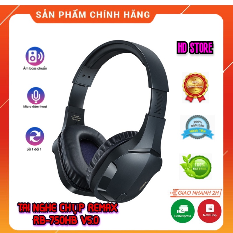 Tai Nghe Chụp Tai Bluetooth Gaming Hỗ Trợ Thẻ Nhớ Remax RB-750HB V5.0 Chính Hãng Chùm Đầu Cho Điện Thoại Và Máy Tính
