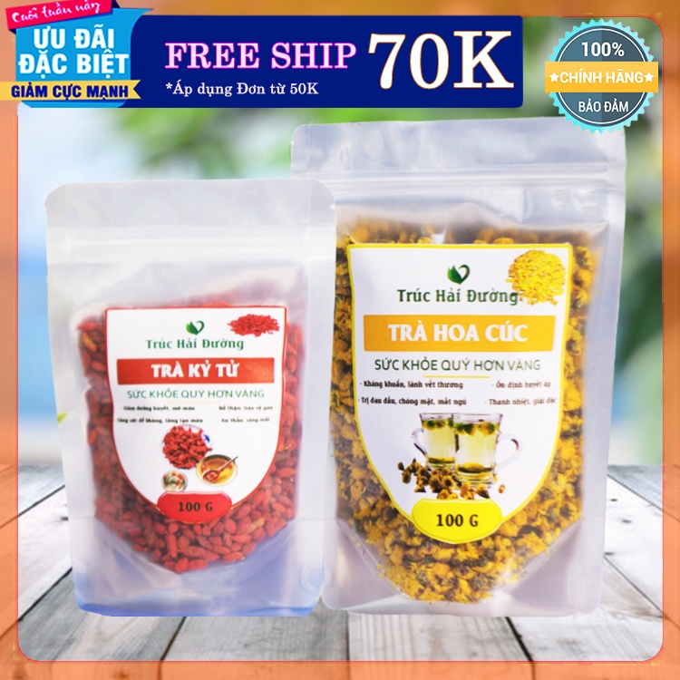 COMBO TRÀ HOA THẢO MỘC GỒM TRÀ HOA CÚC VÀNG VÀ CÂU KỶ TỬ ĐỎ GÓI 100G💖