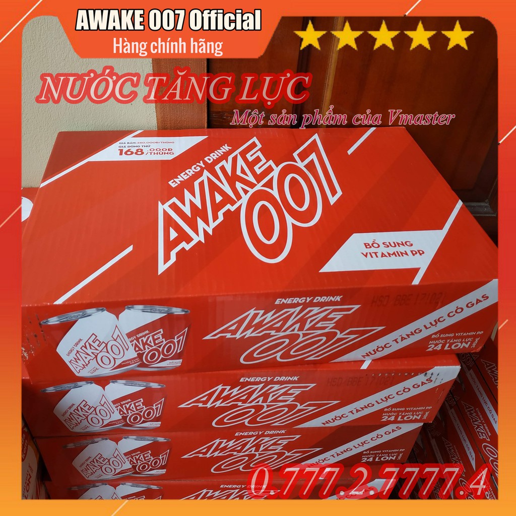 Nước tăng lực AWAKE 007 Com bo 2 thùng 24 lon