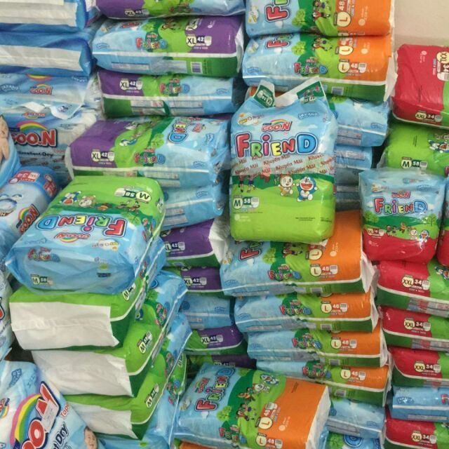 Bỉm Goon friend quần size s62 m58 l48 xl42 xxl34 miếng
