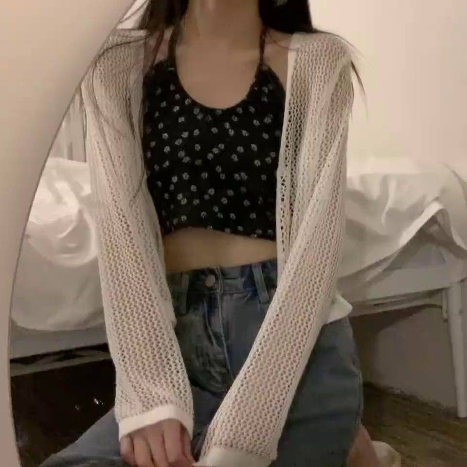 Áo Cardigan Dệt Kim Mỏng Dáng Rộng Tay Dài Phong Cách Mới Cho Nữ