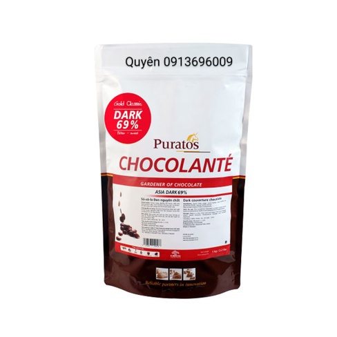 1kg Sô cô la Socola chocolate đen 69% SÁU CHÍN Puratos (vị đắng mạnh)