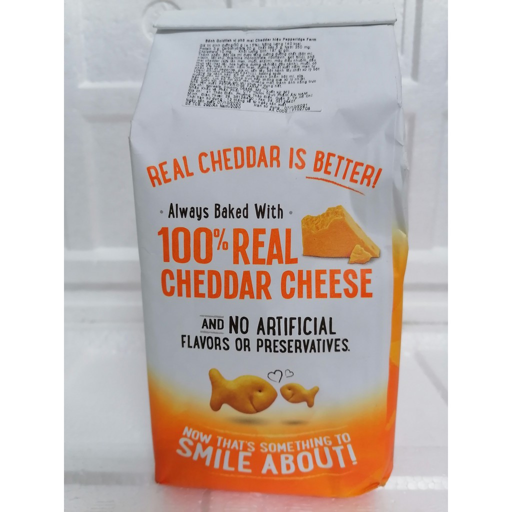 Bánh cá vị phô mai USA PEPPERIDGE FARM Goldfish Baked Snack Crackers Cheddar Cheese 187g