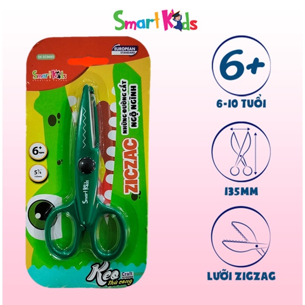 Kéo Cắt Thủ Công Con Cá Sấu Smart Kids Lưỡi Cắt ZicZac Ngộ Nghĩnh C0005