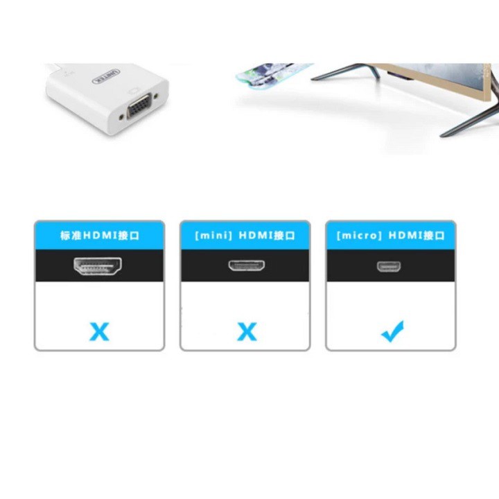 Cáp chuyển đổi Micro HDMI sang VGA Unitek Y-5322 - Cable Micro HDMI to VGA - Unitek 5322