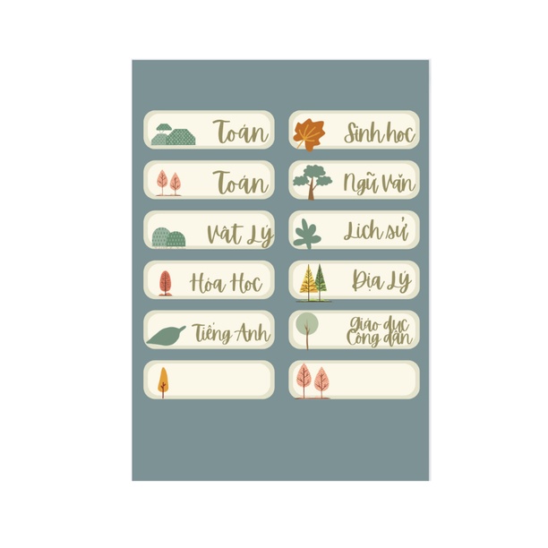 Sticker Môn Học Nhãn Dán Môn Học Trang Trí Góc Tập  Dán Gáy Sách Tuna