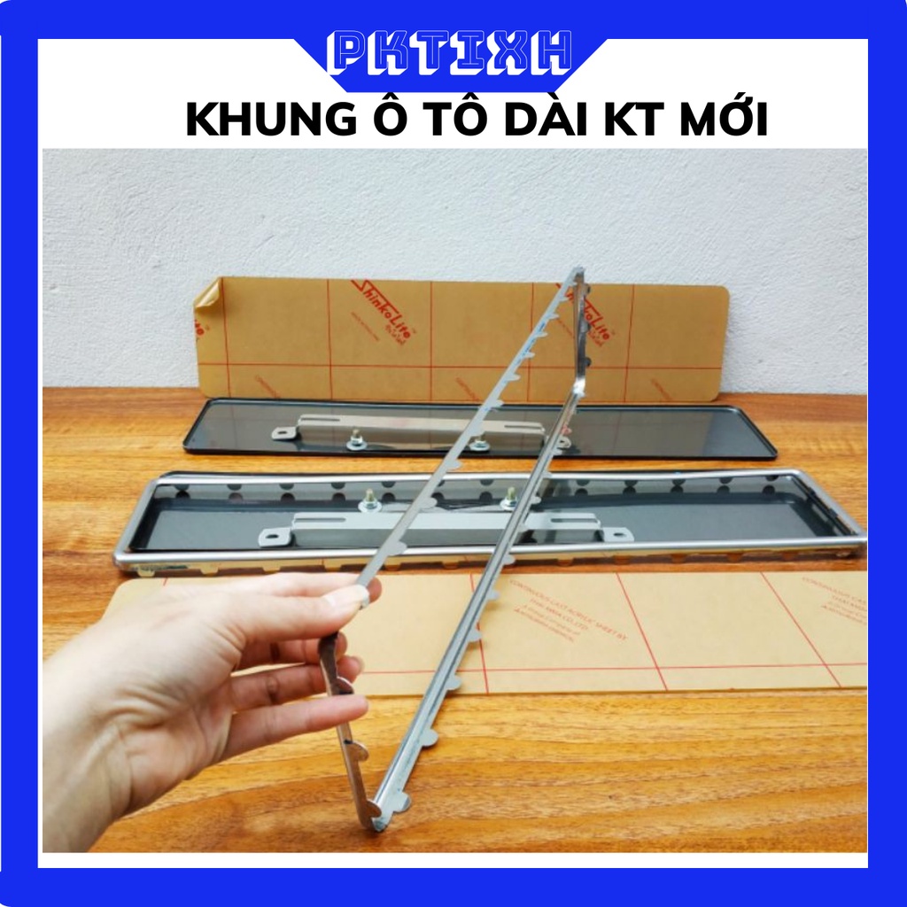 khung dài biển số xe hơi kích thước 52cm*11cm có viền inox