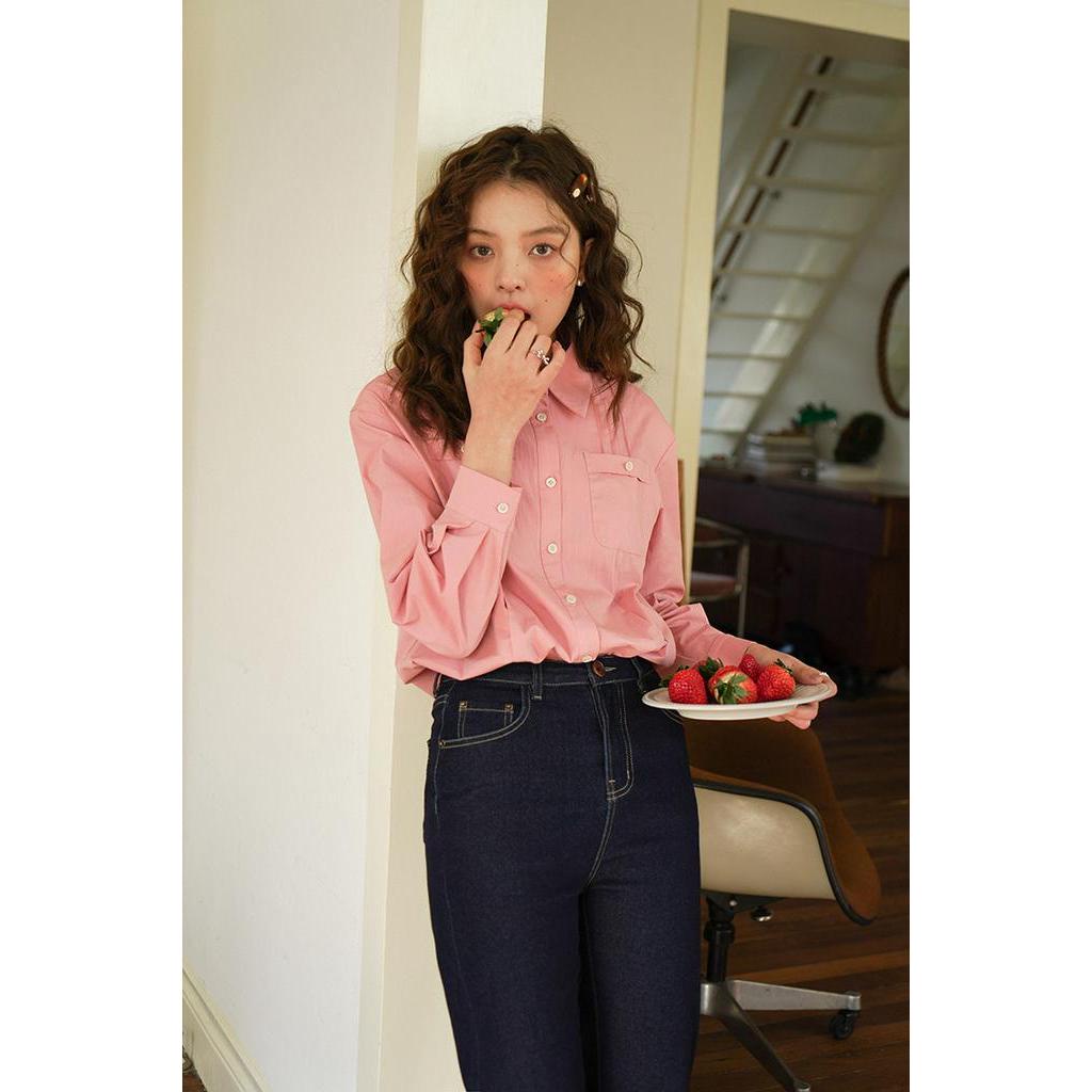 Áo Sơ Mi Dài Tay Phối Túi Đôi Thời Trang Mùa Xuân Dành Cho Nữ 61135