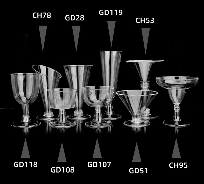 ☣Goblet☣ Ly Thủy Tinh Nhựa Cứng Trong Suốt Dùng Một Lần Uống Rượu Vang