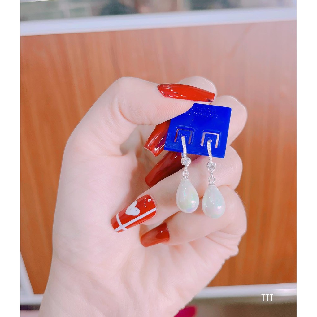 Hoa tai dáng hạt xoài bạc ta cao cấp