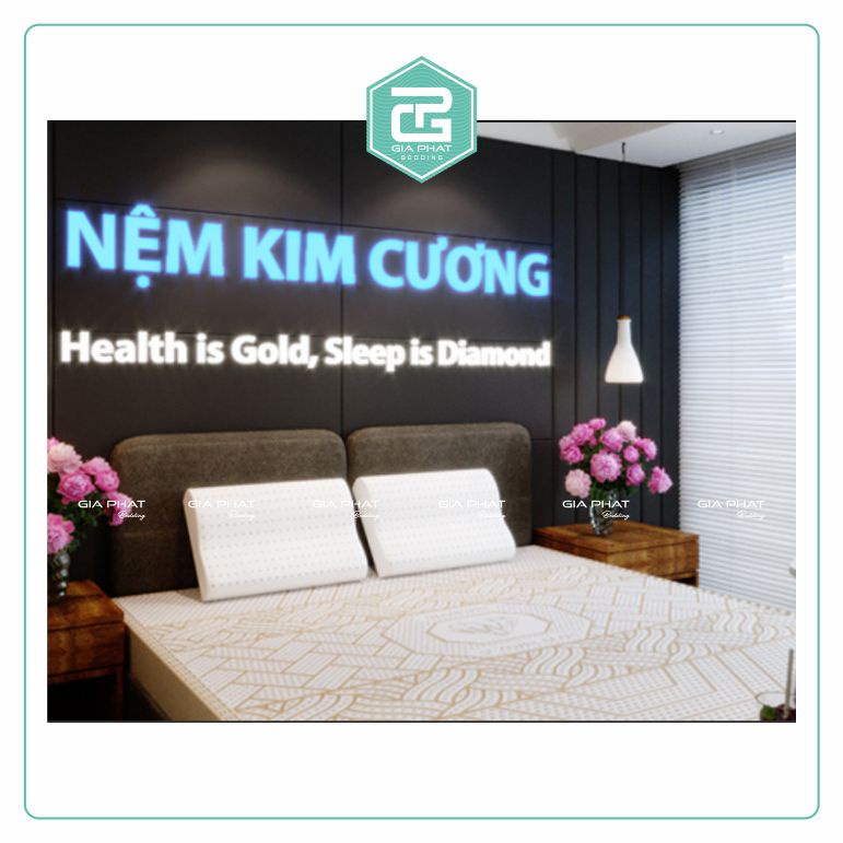 Gối Cao Su Kim Cương Lượn Sóng A 44x64cm với độ cao 12cm Chính hãng.