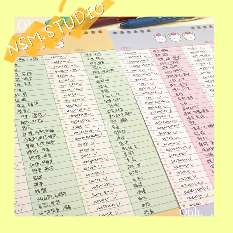 Sẵn Tập giấy note ghi chép bài size B5 hình vẽ dễ thương màu pastel Hàn Quốc