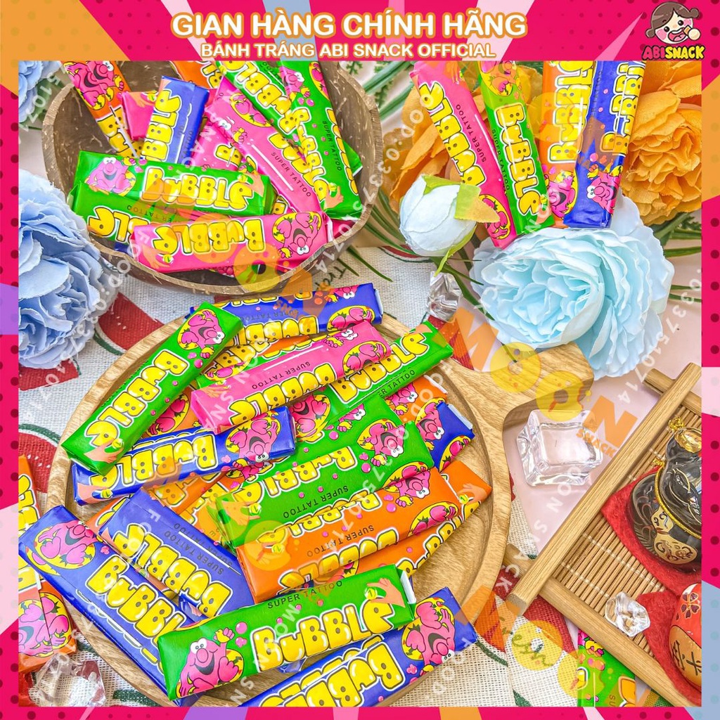set 10 viên kẹo cao su thổi Bubble thanh- người lớn, trẻ em ăn đều thích mê thanh 35g-set 10 viên