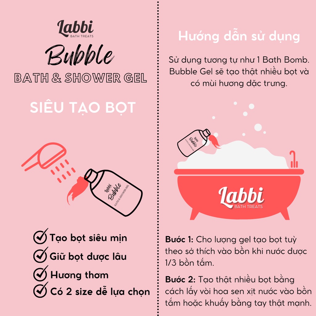 ONE AND ONLY [Labbi] Tạo bọt bồn tắm / Gel tắm tạo bọt / Bubble Gels