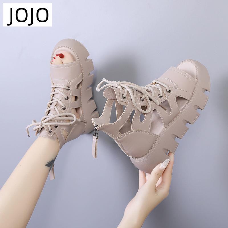 Giày Sandal Bằng Da Thật Đế Dày Cổ Cao Hở Mũi Thoải Mái Phong Cách Roman Cho Nữ