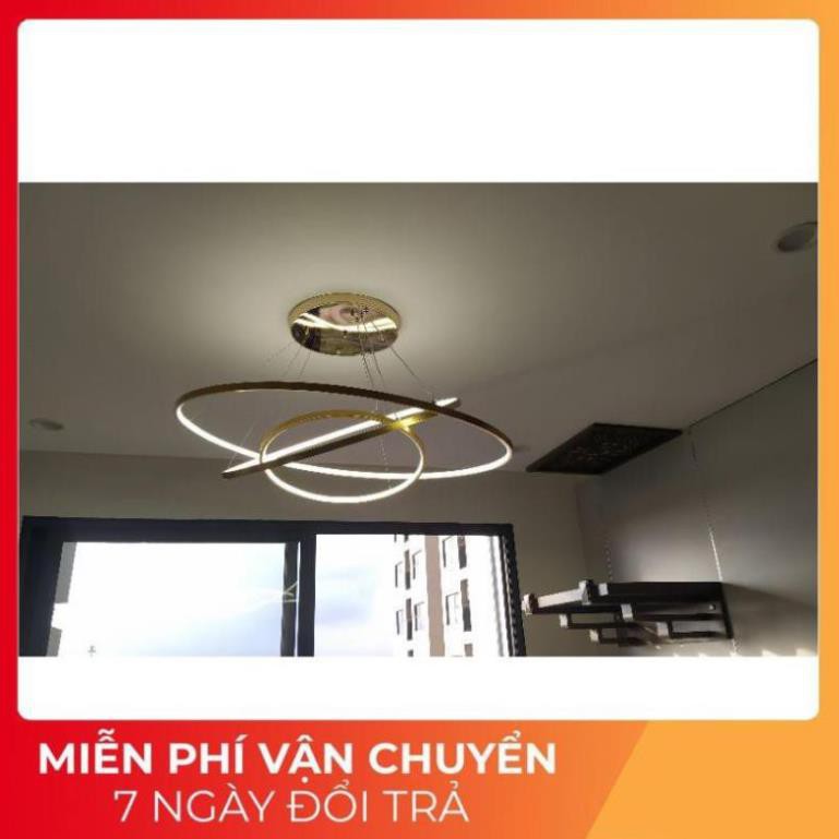 Đèn Thả Trần Không Gian Led T11 Hình Tròn 3 Vòng Viền Trắng/Vàng - 3 Chế Độ Ánh Sáng - Điều Khiển Từ Xa-Bảo hành 1 năm