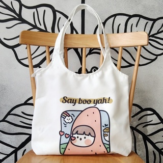 Túi note hàn quốc, vải canvas 100% poli cao cấp, phong cách thời trang ulzzang, có khoá miệng xịn xò SAY BOO YAH mã k01