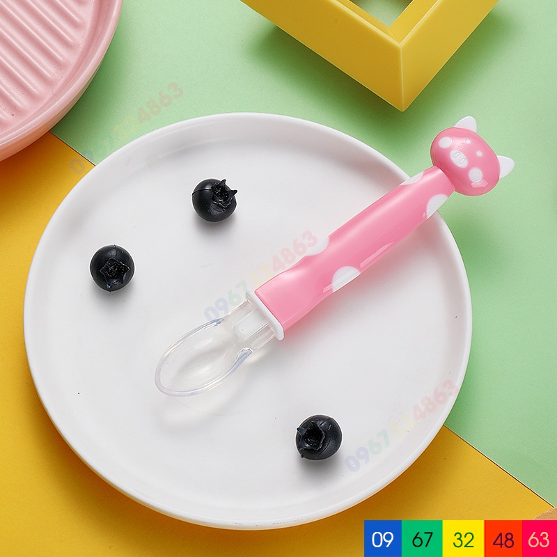 Thìa ăn dặm silicon ĐẦU MÈO MỀM DẺO an toàn cho bé yêu