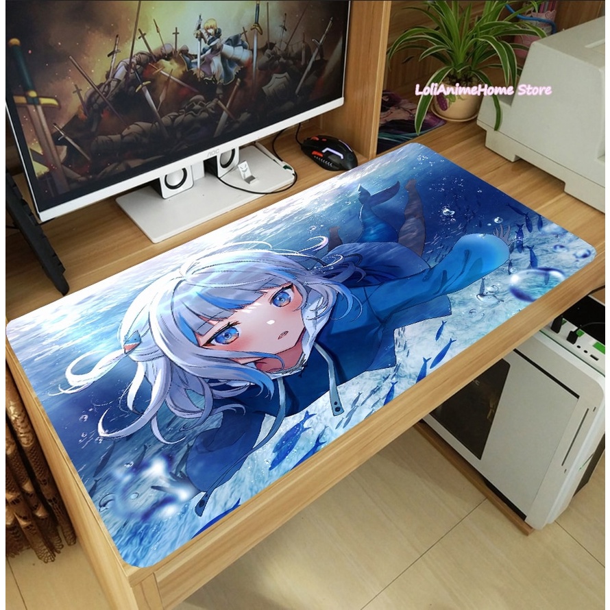 Tấm Lót Chuột Và Bàn Phím Cỡ Lớn In Hình Anime Gura Gawr YouTuber Chống Trượt Tiện Dụng Cho Học Sinh