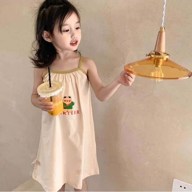 Đầm Hai Dây In Họa Tiết Hoạt Hình Kiểu Hàn Quốc Thời Trang Mùa Hè 2022