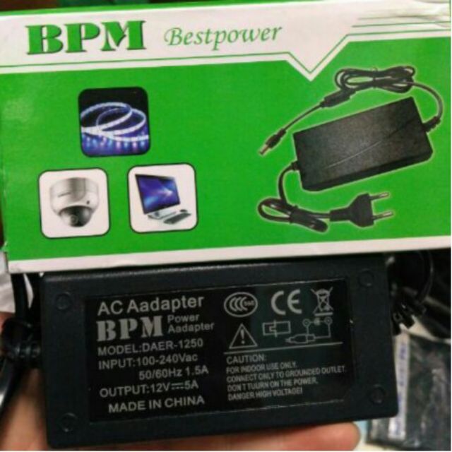 Adapter nguồn 12v - 5A Điều Khiển Led Dây, Camera.. công xuất thực