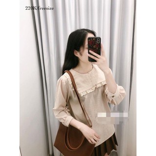 freeship  Áo babydoll kiểu vạt vuông viền ren tay lỡ (video+ảnh thật) bán sỉ (video+ảnh thật)
