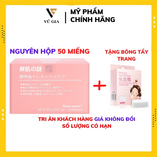 Mặt Nạ, Mặt Nạ Nhau Thai Cừu Cuống Rốn Tế Bào Gốc Rwine Beauty Nhật Bản Hộp 50 Miếng Chính Hãng