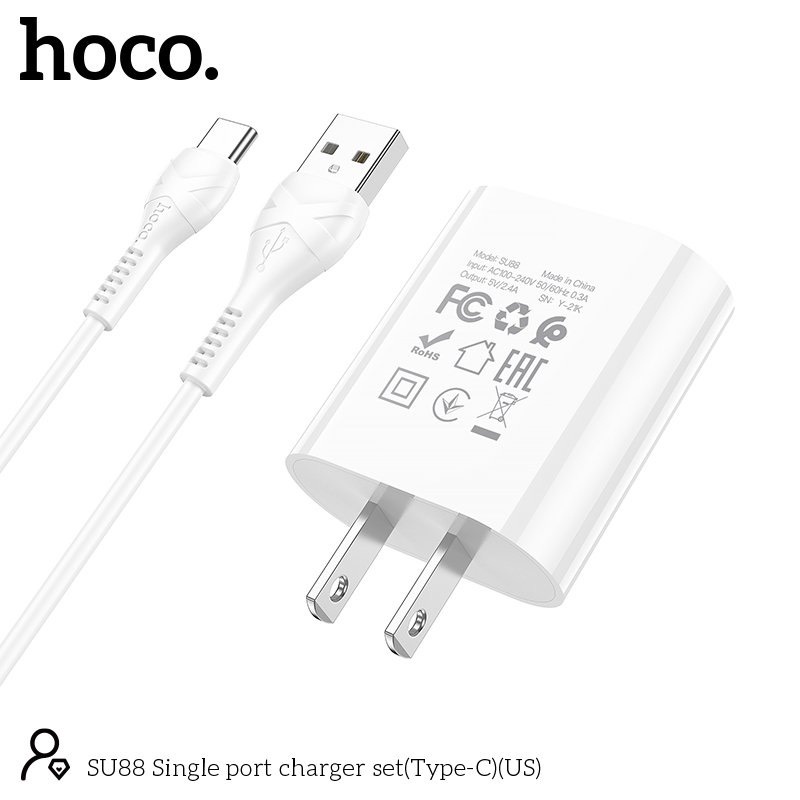 Bộ sạc cáp 2.4A  SU88 đầu IP ,Micro,Type-C cổng ra USB,dây dài 1m- Chính hãng