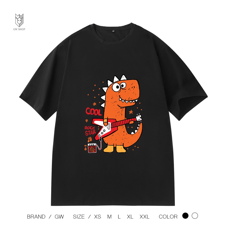 【FREE SHIP】Áo Thun nam nữ unisex in khủng long, áo thun cotton ngắn tay cổ tròn form suông - GW Shop