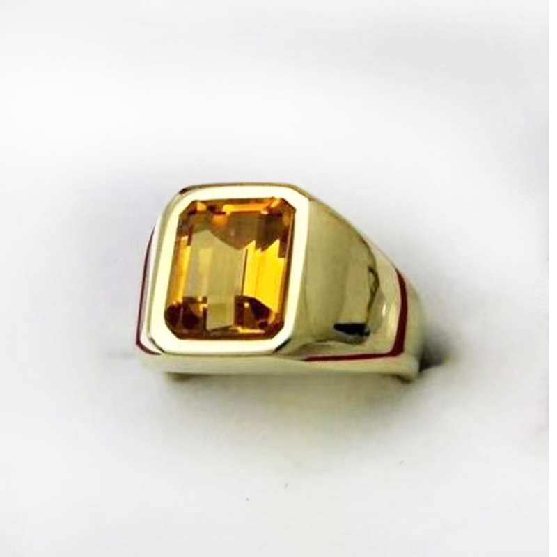 Nhẫn Thép Không Gỉ Mạ Vàng 18K Đính Đá Topaz Nhân Tạo Kiểu Dáng Thời Trang