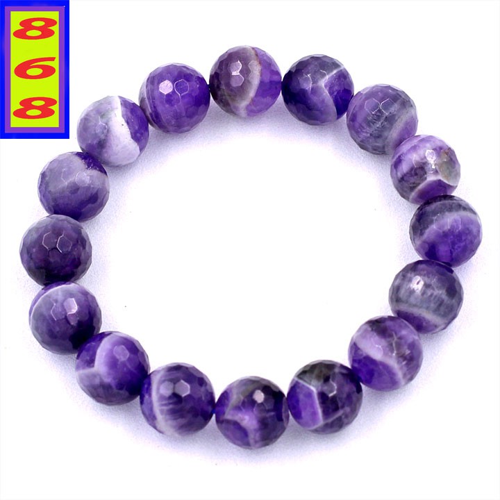 Chuỗi tay Đá Tự Nhiên Tím Than Cắt Giác 8 ly, 10 ly, 12 ly, 14 ly- Hợp mệnh Hỏa, mệnh Thổ - Mang lại may mắn, bình an