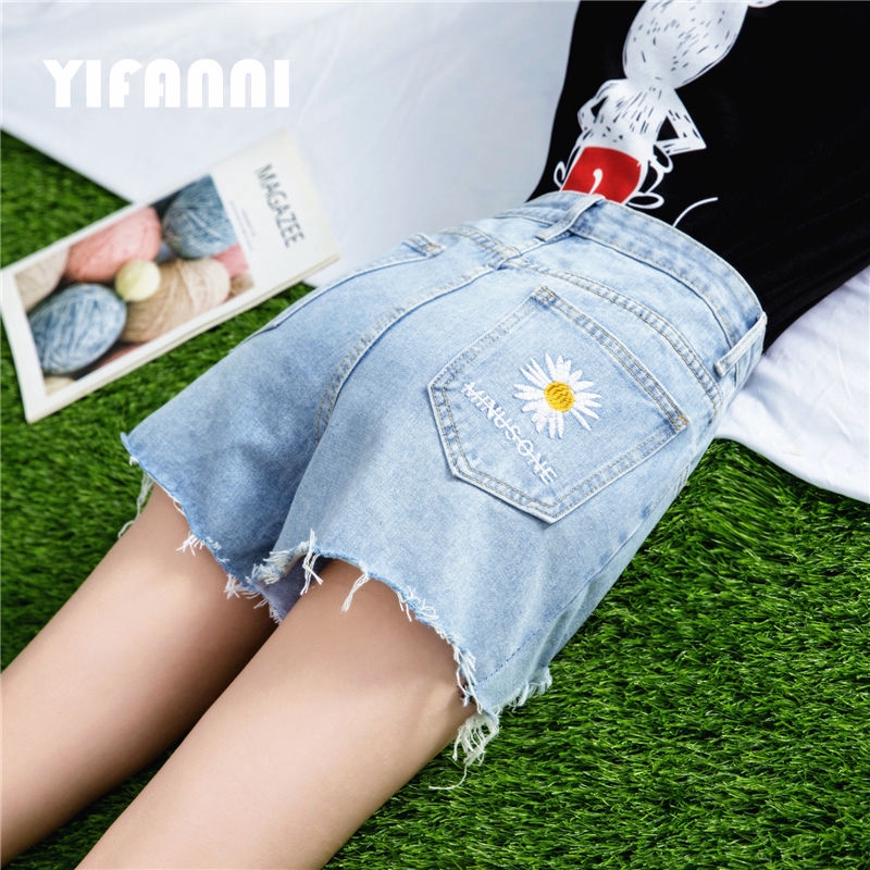Joanna M️Women Daisy Pattern Shorts Jeans Summer Hot Sexy Pant Korean Loose Jeans