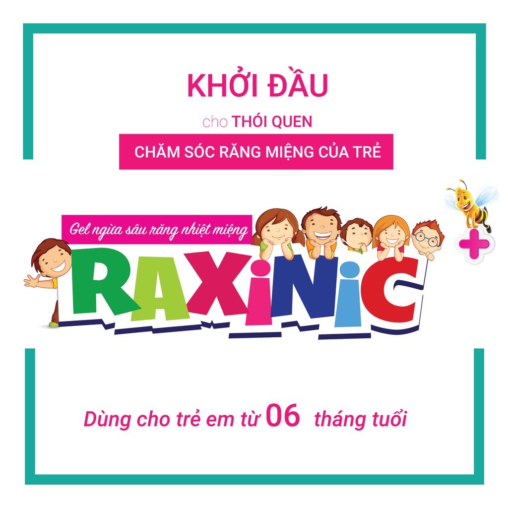 Raxinic (Chính hãng) - Gel ngừa sâu răng, nhiệt miệng. Tặng bàn chải xỏ ngón