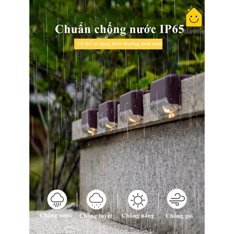 Đèn LED chiếu sáng gắn bậc cầu thang sử dụng năng lượng mặt trời dùng trang trí Decor tiện dụng Sunmet
