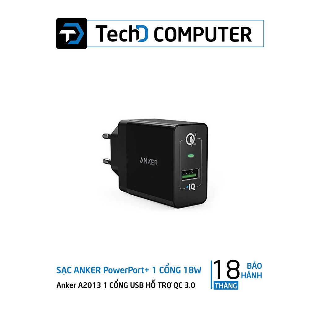 Sạc ANKER PowerPort+ 1 cổng 18w Quick Charge 3.0 - A2013