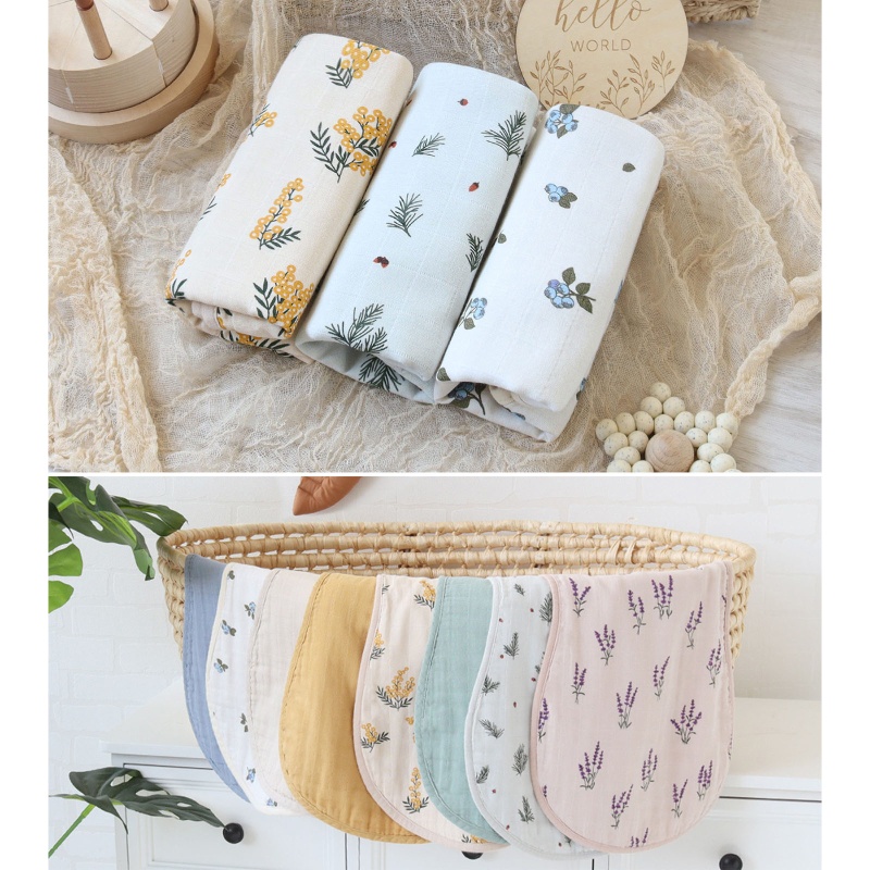 Yếm Đeo Vai Chất Liệu Cotton Gạc 4 Lớp Cho Bé Sơ Sinh