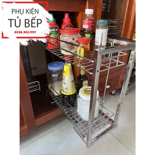 Giá dao thớt gia vị inox lắp tủ bếp lắp ray 3 tầng nặng cân cao cấp