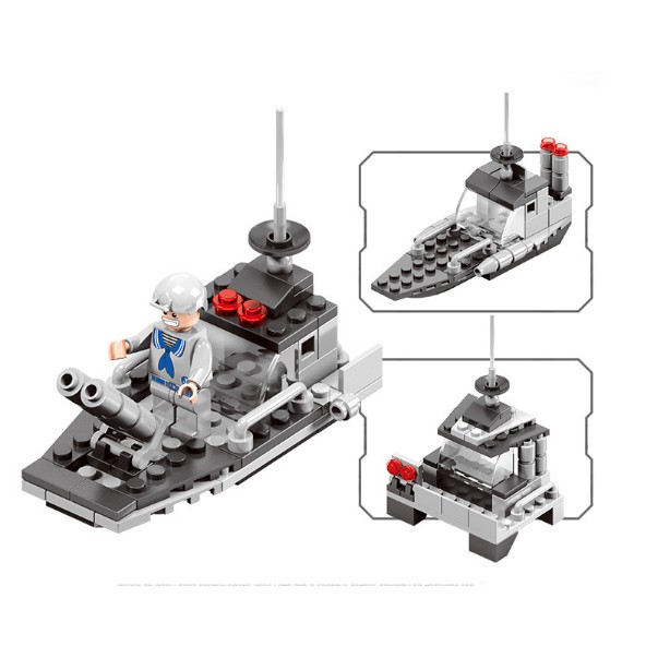 Bộ đồ chơi xếp hình LEGO hải quân tàu chiến 600 mảnh ghép kích thích trí thông minh và sáng tạo của trẻ