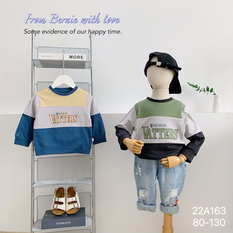 Áo bé trai Bernie thu phối màu watters chất cotton cho bé từ 9-22kg-22A163