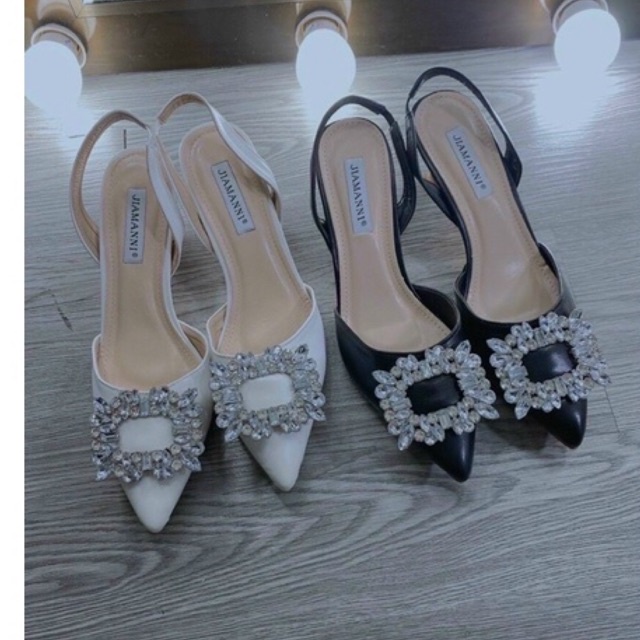 Giày Sandal cao gót nhọn 5 phân mũi đá vuông siêu hot Sandal cao gót nữ mũi đá hoa mới E20 E30