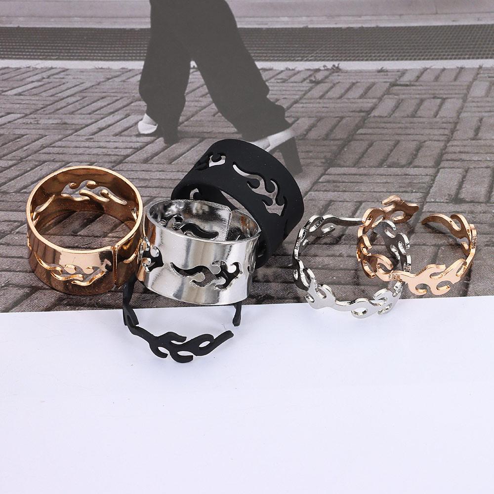 Bộ 2 Nhẫn Hình Ngọn Lửa Thời Trang Lãng Mạn Có Thể Điều Chỉnh Cho Nữ