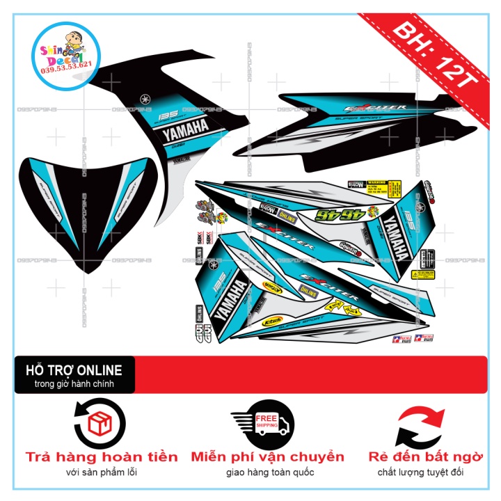 TEM RỜI EX 2011 XANH NGỌC -- SHIN DECAL 2