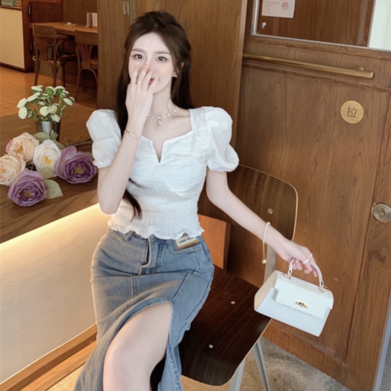 Áo Sơ Mi Ngắn Tay Cổ Vuông Thiết Kế Quyến Rũ Thời Trang Cho Nữ