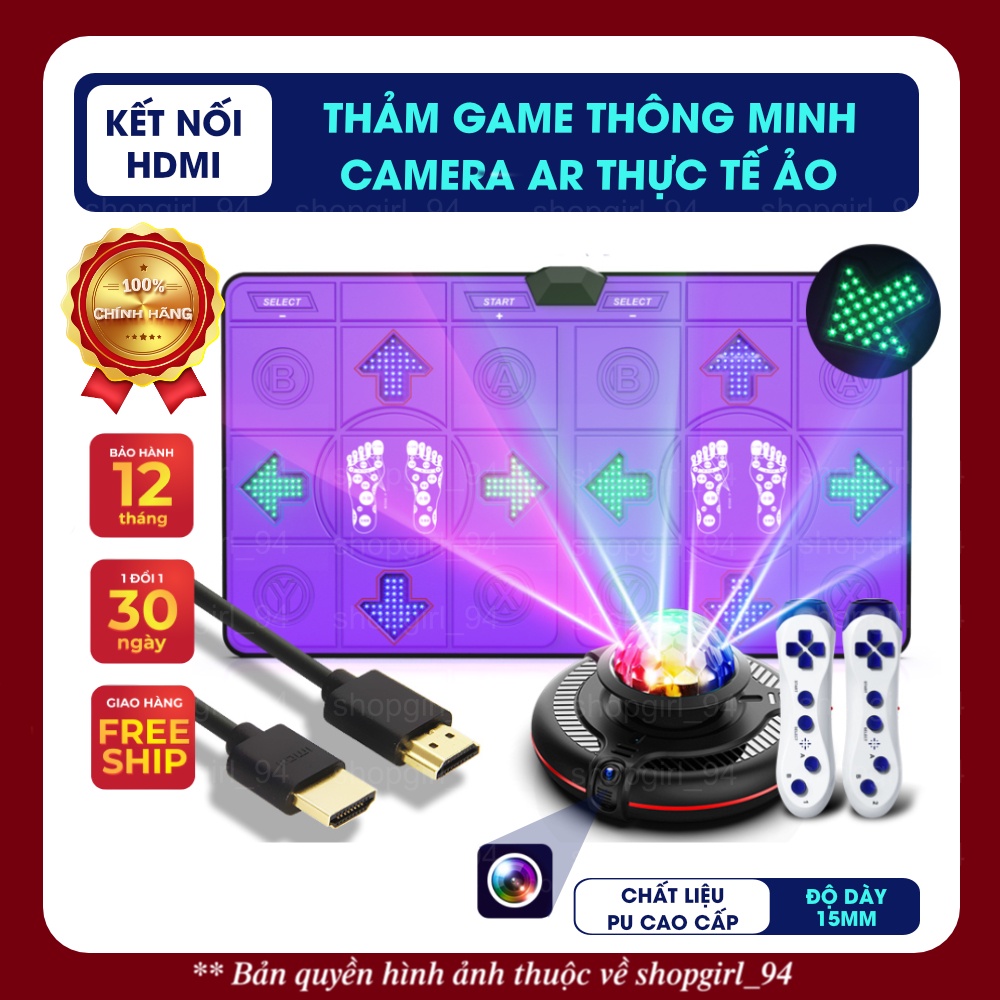 Thảm nhảy audition, chơi game kết nối tivi bản camera AR cao cấp, chất liệu PU bền đẹp dày 15mm