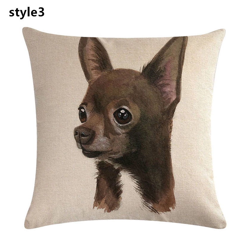 Áo gối tựa ghế sofa vải lanh hình chó trang trí nội thất