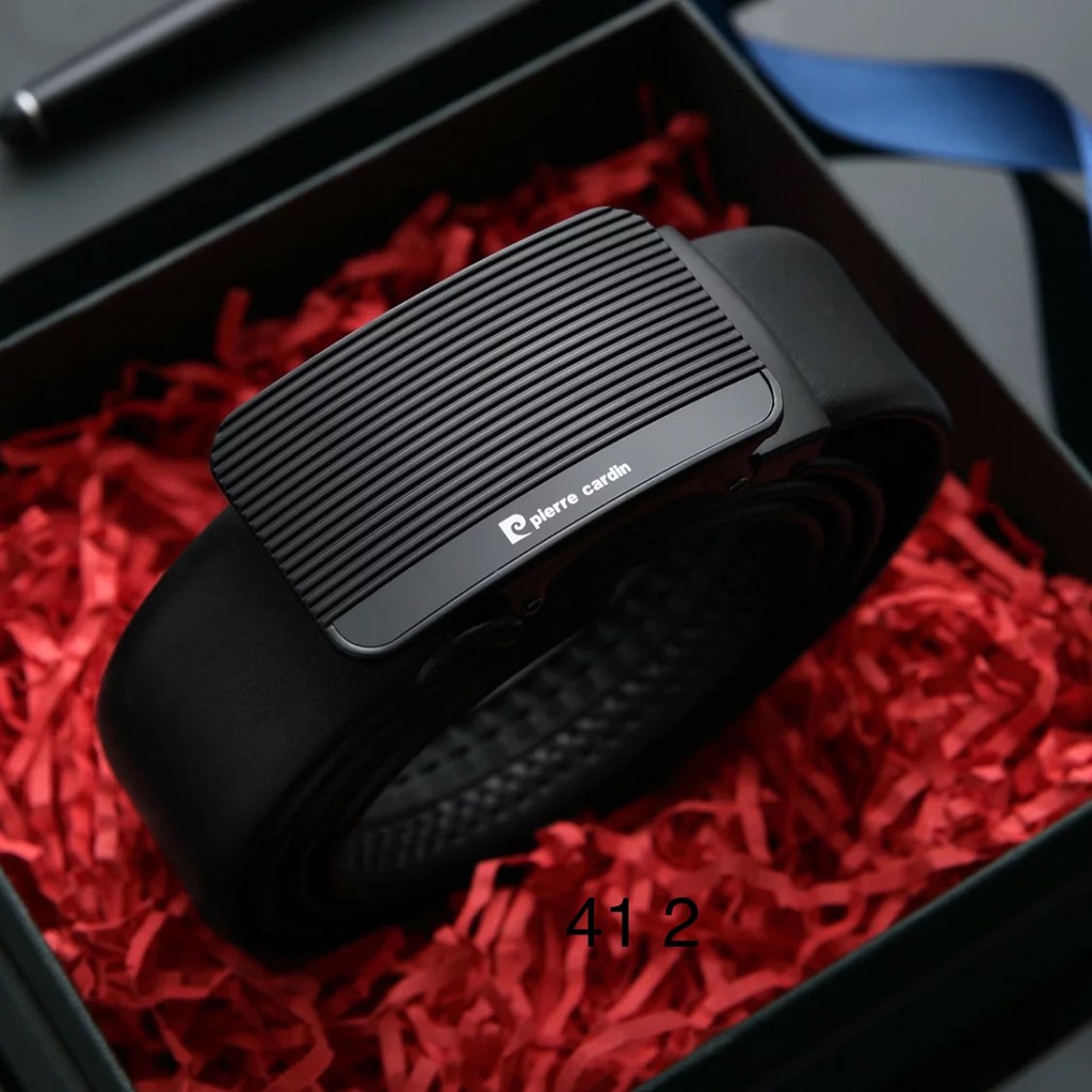 Thắt lưng Pierre cardin mặt phay xước kẻ rãnh