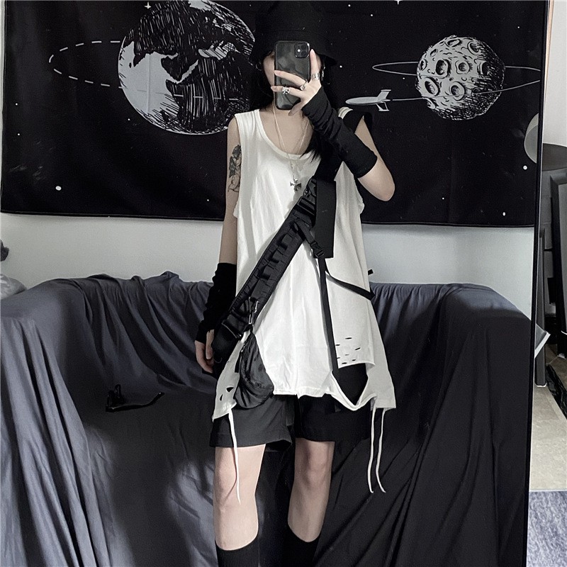 Áo tanktop ba lỗ ulzzang UNISEX rách 2021 dùng mặc lót KÈM VIDEO THẬT