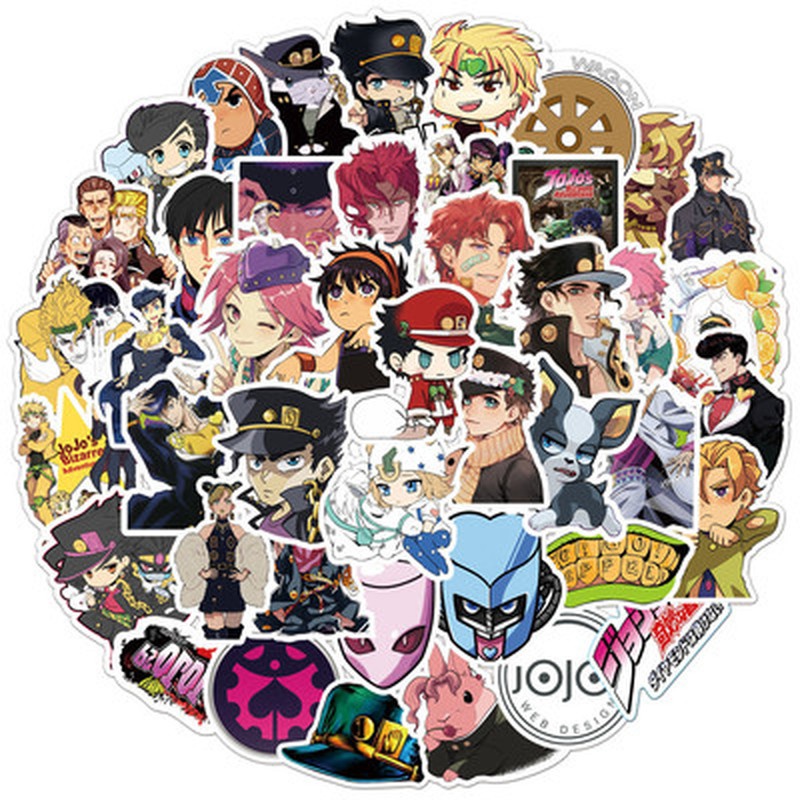 Bộ 10/50 nhãn dán bằng PVC chống nước hình Jojos Bizarre Adventure trang trí máy tính xách tay /xe hơi (có bán lẻ)