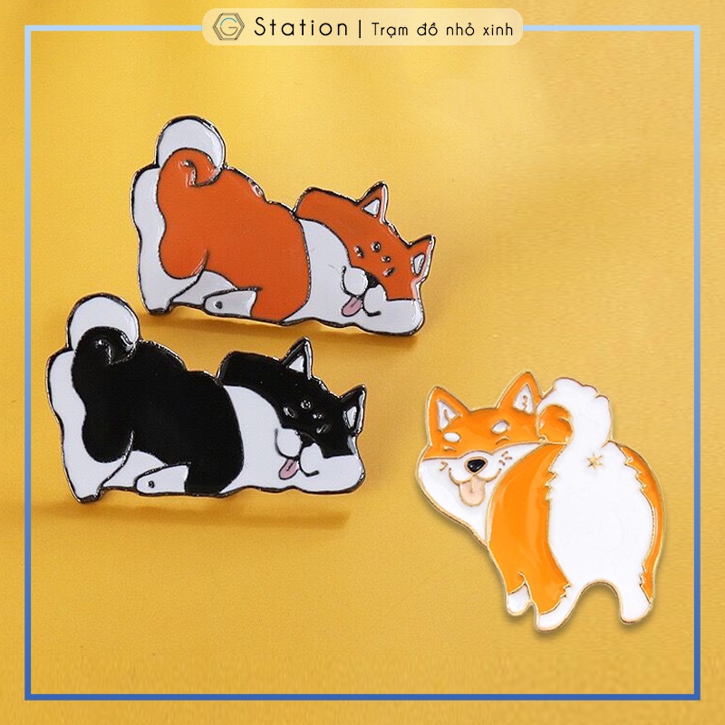 Pin cài áo chó Shiba/ Corgi/ Akita vui tính - GC257