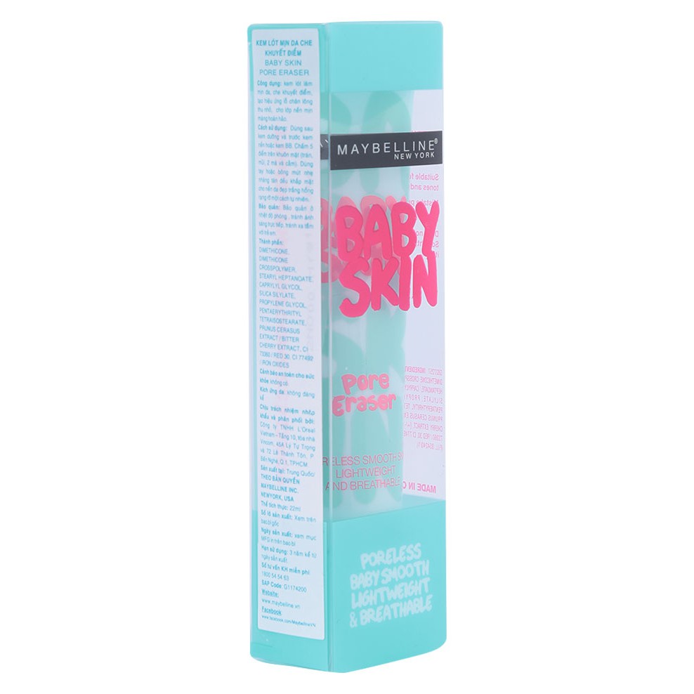 Kem lót mịn da Maybelline Baby Skin Pore Eraser 22ml (Có Hộp)